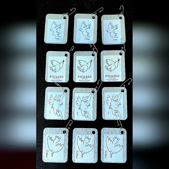 NEW Pablo Picasso Handcrafted 12-Piece Christmas Ornament Set! *Holiday Doves* - Picture 1 of 10